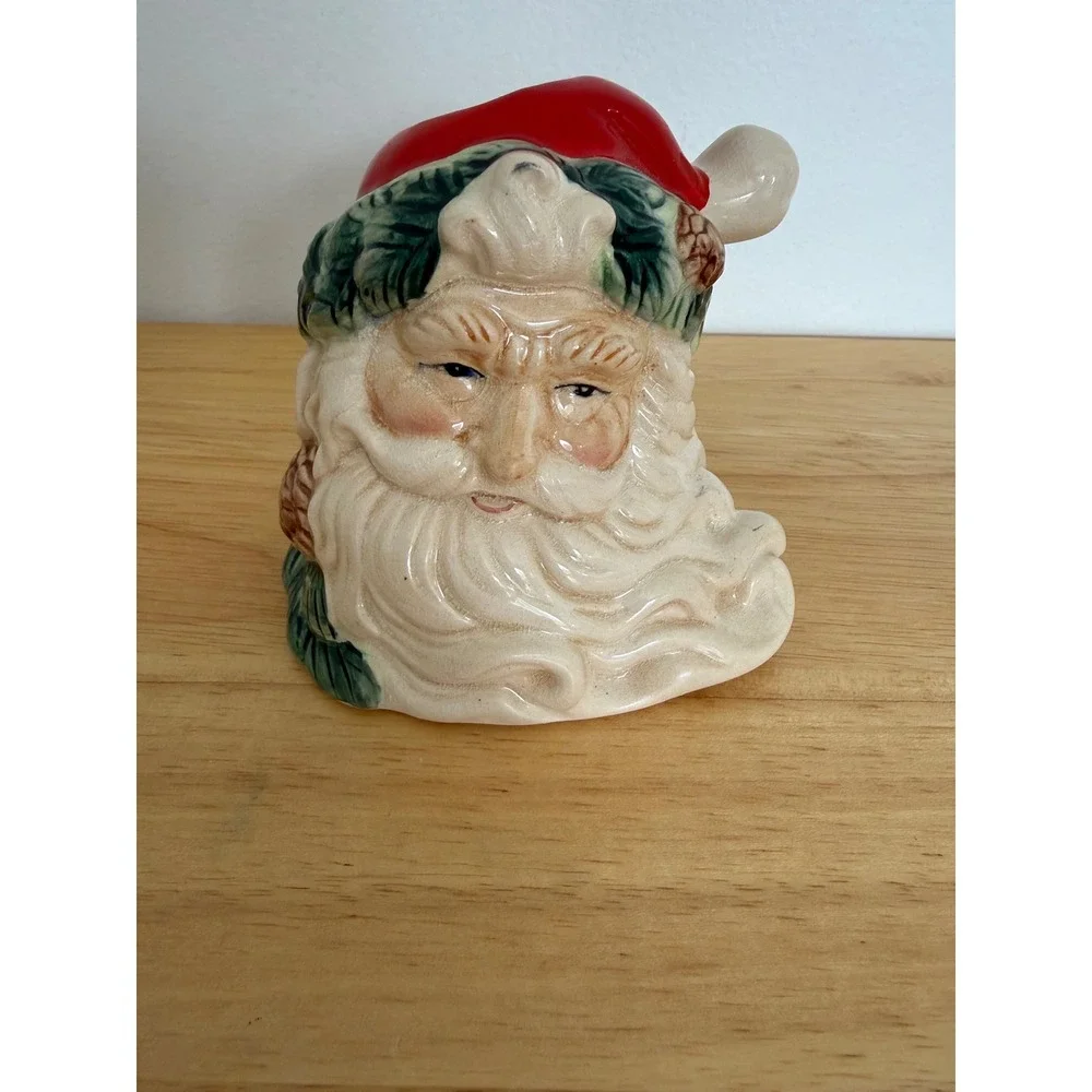 Vintage‎ Cracker Barrel Ceramic Santa Head Candle Holder 4